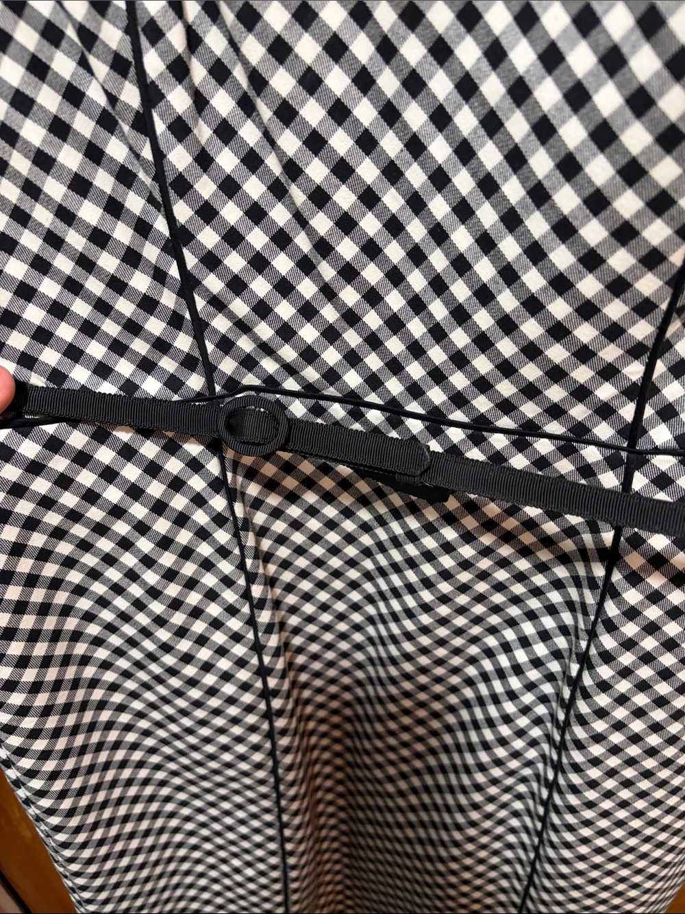 Black and White Gingham Midi Dress with belt - Picture 3 of 7